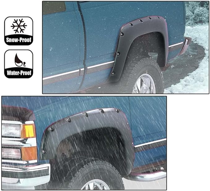 G-PLUS Fender Flares 4pcs, Compatible With GMC Sierra 1500 2007 2008 2009 2010 2011 2012 2013 All Beds Pocket Rivet Textured Offroad Style Wheel Flares Set, 2x Front & 2x Rear