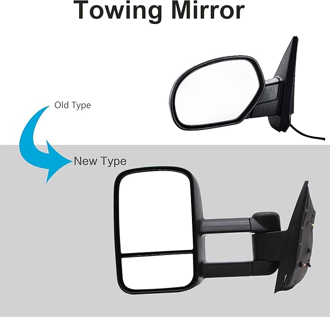 WLLW Towing Mirrors fit for 2007-2014 Chevy Silverado 1500 2500 3500 Suburban GMC Sierra Yukon Tow Mirror Manual Adjustment Glass Manual Telescoping Folding Black A Pair LH RH