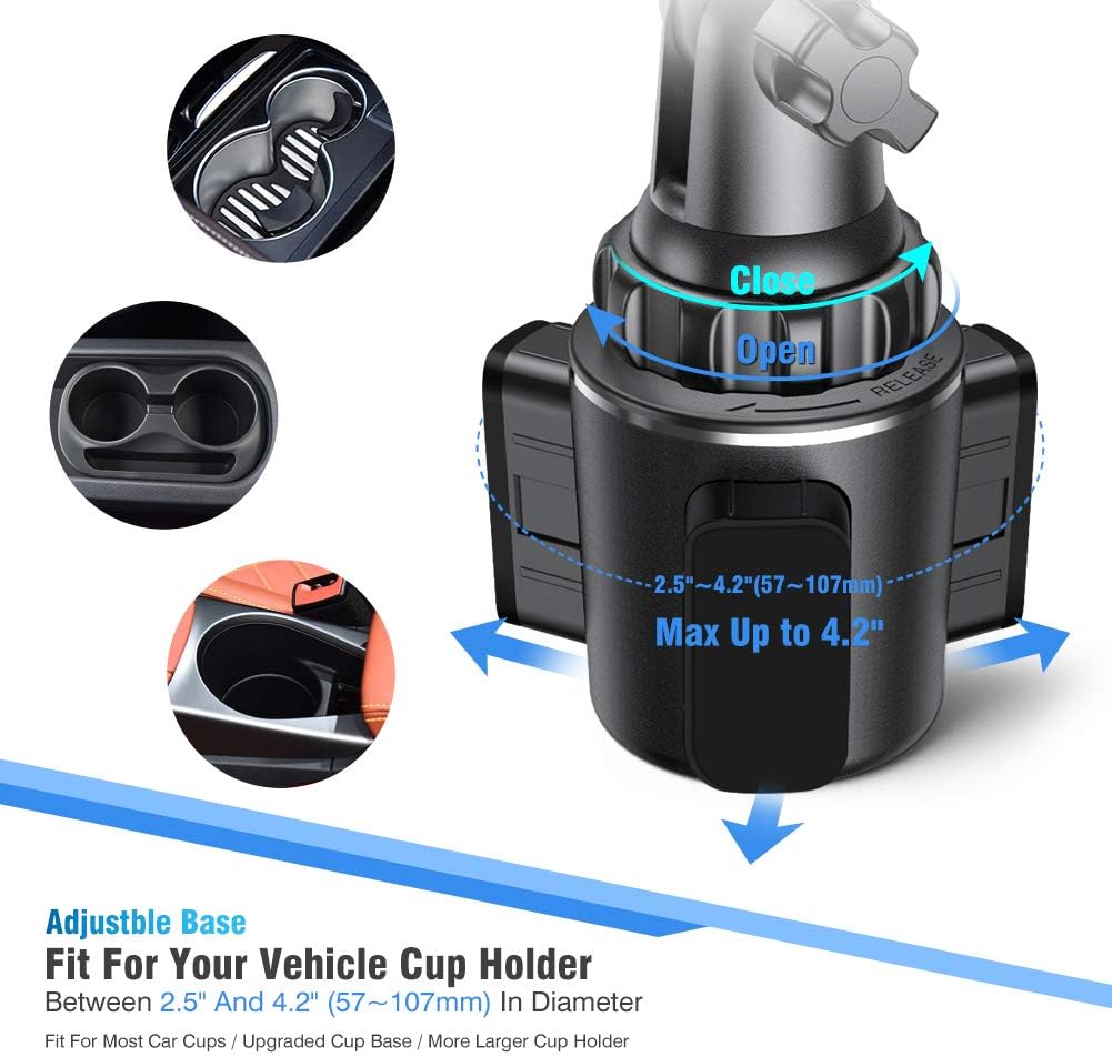 Miracase Cup Holder Phone Mount for Car, Universal Phone Holders for Your Car, Long Neck Adjustable Car Cup Cell Phone Mount for iPhone Samsung Google and All 4.0-7.0 inches Smartphones