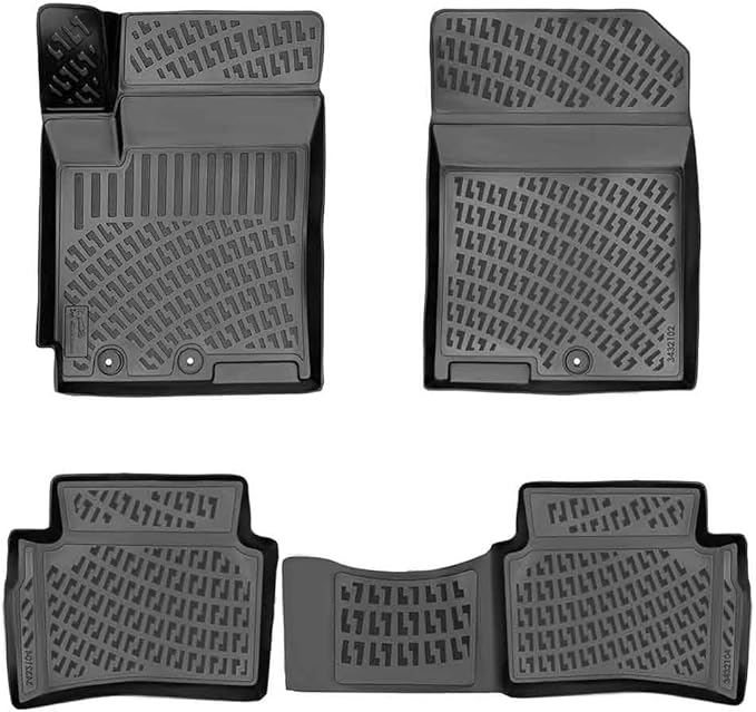 Floor Mats Compatible with Kia Rio & Rio 5 Door 2018-2023 Custom Fit Rubber 3D Car Mats Laser Measured Floor Liners All Weather Heavy Duty Waterproof Odorless Non-Slip TPE (Front & Rear)