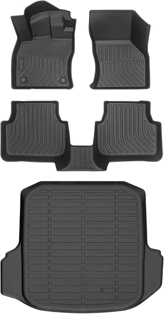 Floor Mats & Cargo Liner for Volkswagen Jetta 2019-2025, All Weather Automotive TPE Floor VW Jetta Liners Set Waterproof Accessories Black
