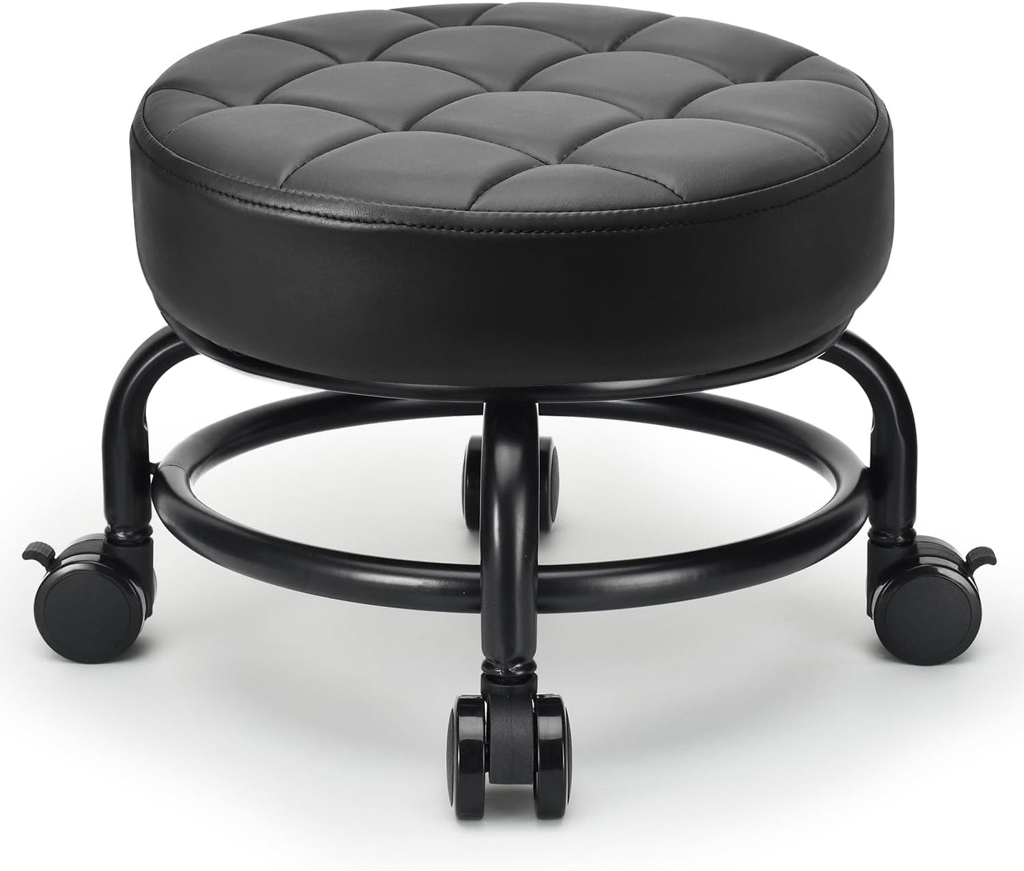 Low Roller Seat Low Height Rolling Stool PU Leather Rolling Stool, Modern Rolling Chair for Home Office Garage Shop