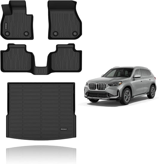 KELCSEECS Floor Mats & Cargo Liner Custom for 2025 2024 2023 BMW X1 Car Mats Automotive Cargo Mat Floor Liners Trunk Mat X1 All Weather Floor Mats Trunk Liner Black