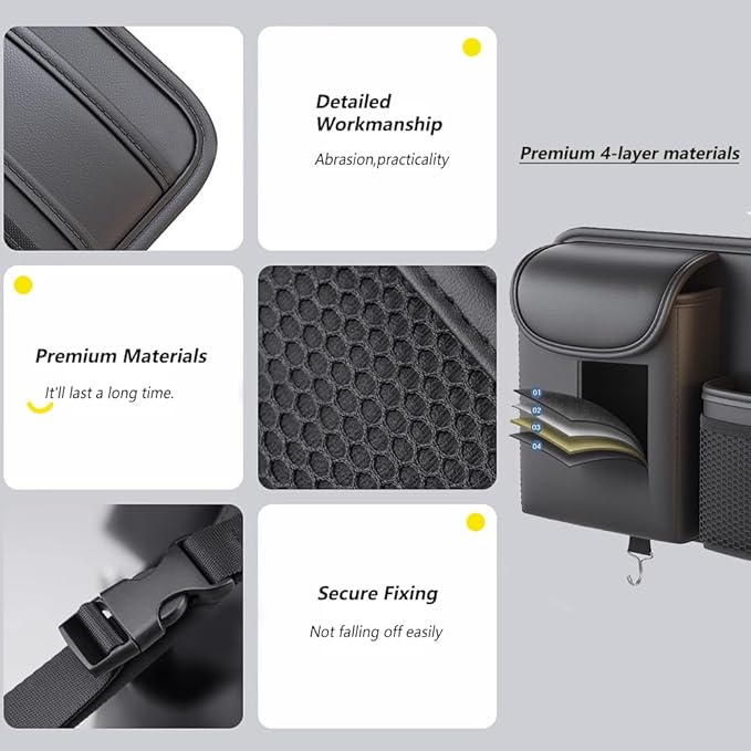 Tumecos Car Seat Back Storage Bag,Backseat Organizer with Tissue Box, Large Capacity Rear Seat Storage Pocket, Universal for Most Vehicles