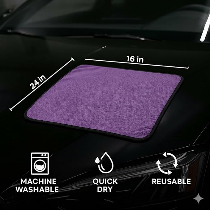 PAKS - 3 Pack Reusable Microfiber Towels - 16x24 Micro Fiber Towels Car Detailing - Plush Auto Cleaning Cloths - Dual-Sided Car Microfiber Towel - Lint & Streak-Free Wash Cloths - Cleaning Supplies