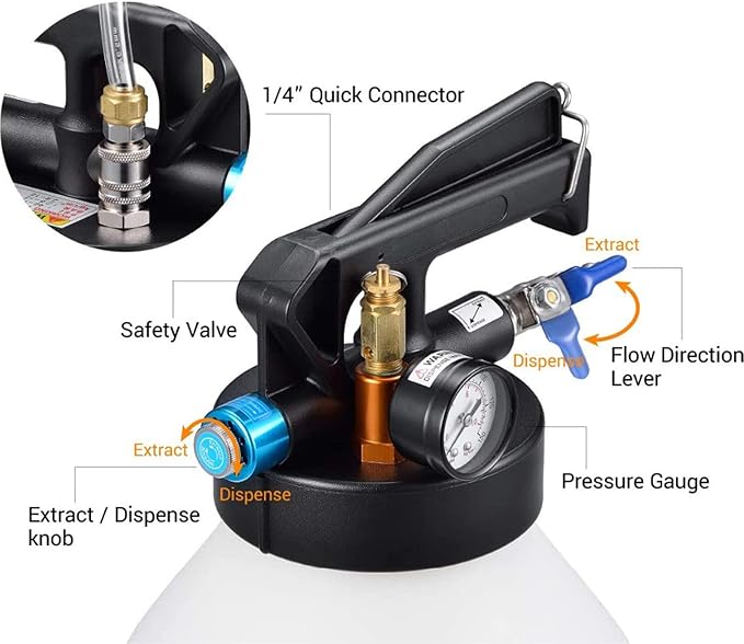 PerGar Transmission Fluid Pump Pneumatic Extractor and Dispenser Tool Kit, 10L Pneumatic Automatic Transmission Oil Filling Dispenser Engine Oil Fluid Change Tool Kit