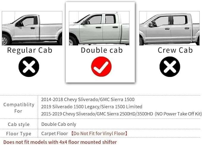 ANBINGO-Floor Mats Fits 2014-2018 Silverado/Sierra 1500, 2015-2019 2500/3500 HD, Double Cab Only, Custom Fit Silverado Floor mats, All Weather Protection Silverado1500 Double Cab Accessories