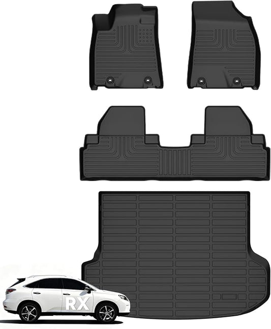 Wayhigh-All Weather Floor Mats and Cargo Mat Set Fit for Lexus RX 2010-2015 RX350 / RX450h. TPE Car Mats Waterproof Heavy Duty Rubber Floor Liners for Lexus RX Accessories