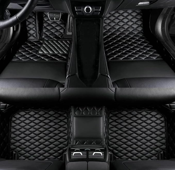 Custom car Floor mats Suitable for 99% car Truck SUV,car mats All Weather Personalized,Full Coverage Luxury Car Mats, Anti-Slip Leather Floor mats. (Pure Black)