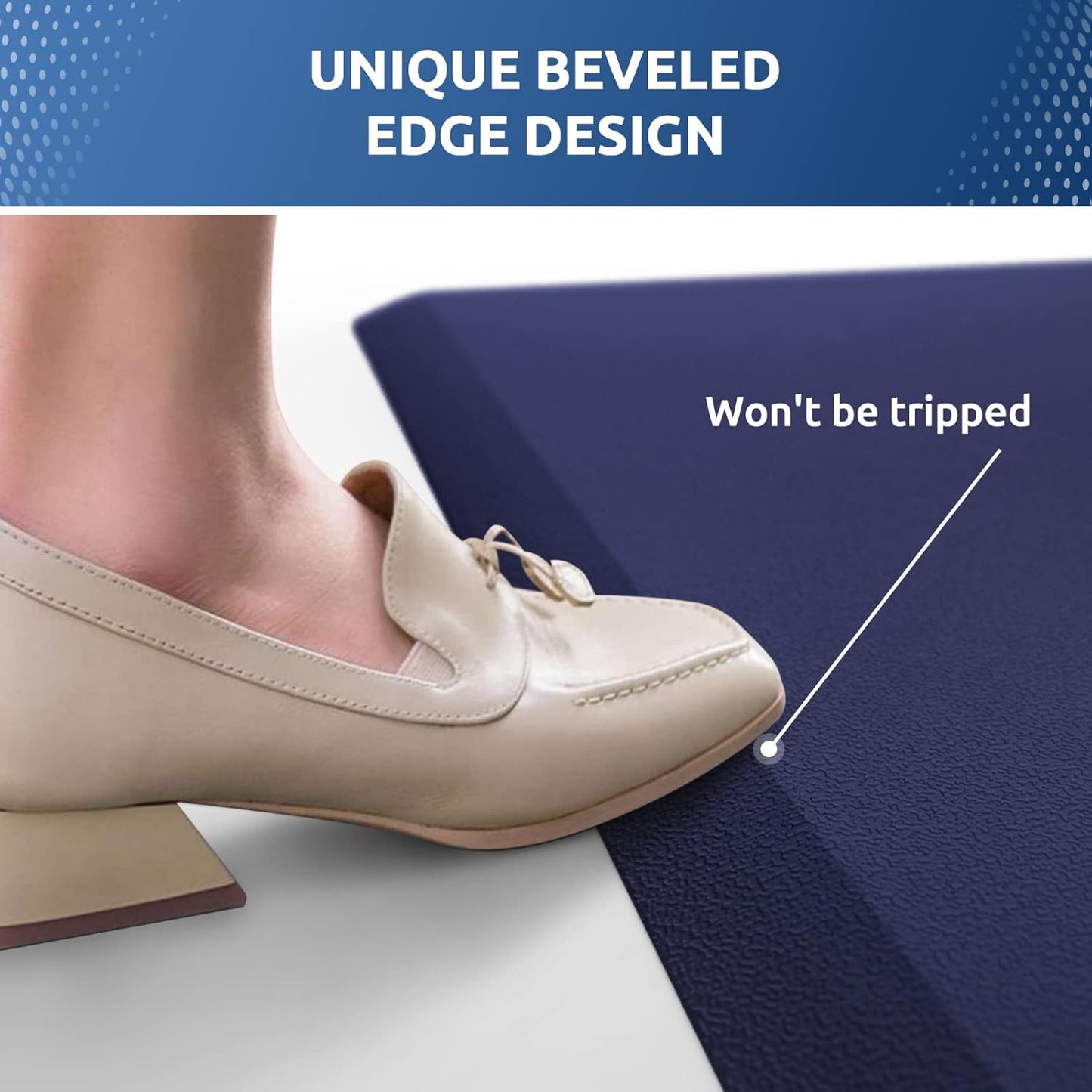 KitchenClouds Kitchen Mat Cushioned Anti Fatigue Rug 17.3"x28" Waterproof Non Slip Standing Desk Mat Comfort Floor Mats for Kitchen House Sink Office (Blue)