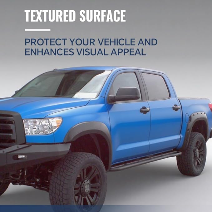 4PCS Fender Flares Fit Ford F150 Style Side w/ 67.0" / 78.8" / 97.4" Bed Length Models 2009-2014, Not Fit Platinum and Raptor Model Textured Factory Style Wheel Trim 9L3Z16038A, 9L3Z16038B, 9L3Z16039B