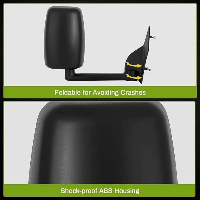 AUTOSAVER88 Towing Mirrors Compatible with 2003-2019 Chevy Express GMC Savana 1500 2500 3500, Manual Folding Manual Control Glass Door Mirror Side Mirror Tow Mirror Black Housing