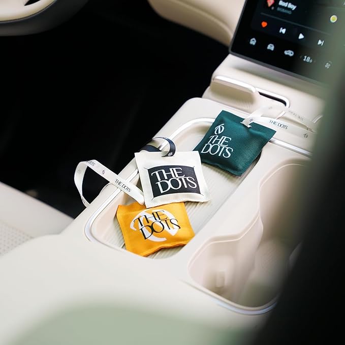 THEDOTS Series Car Air Freshener with 2 Adjustable Ribbons for Car Rearview Mirror, Sicilian Orange, 30 Days, Non-Toxic Fabric Sachet Gift (1 Pack)