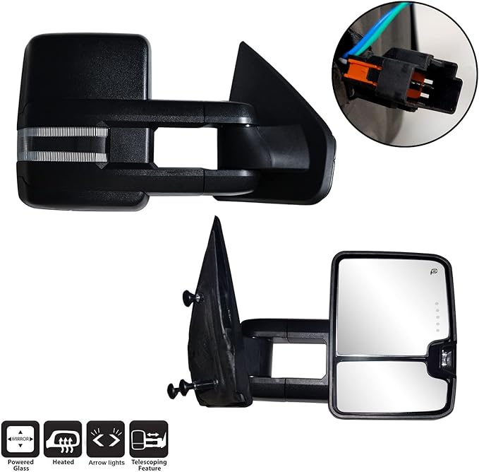 AERDM Towing Mirrors Compatible with Ford F150 2004 2005 2006 2007 2008 2009 2010 2011 2012 2013 14 Side Mirrors Power Heated Glass with Turn Signal and Puddle Light Tow Mirrors Pair set Pickup