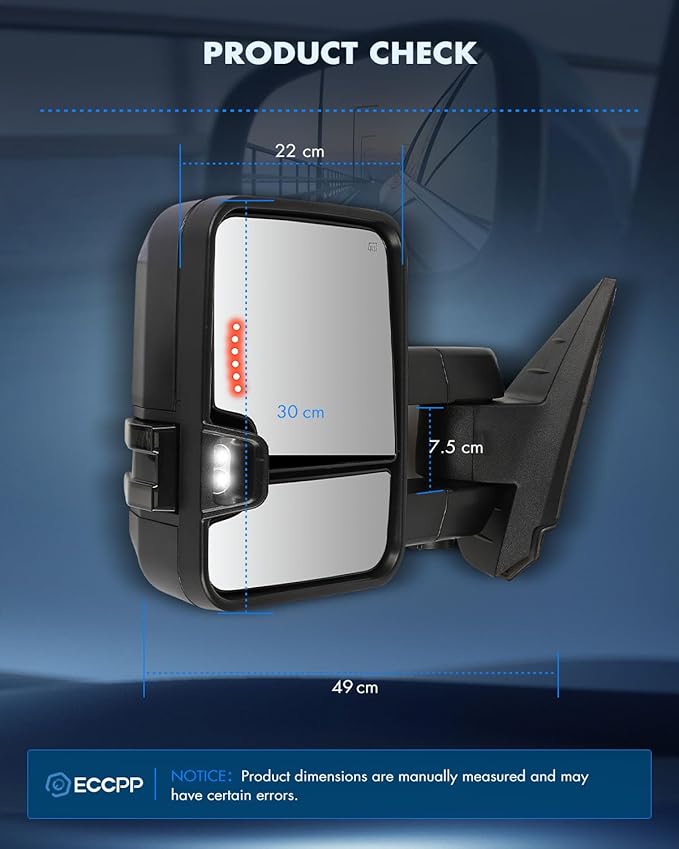 ECCPP Tow Mirrors Towing Mirrors Fit For 2007-2013 For Chevy Silverado 2007-2013 For GMC Sierra With Left Right Side Arrow Signal on Glass With Power Heated Turn Signal Light Back up lamp
