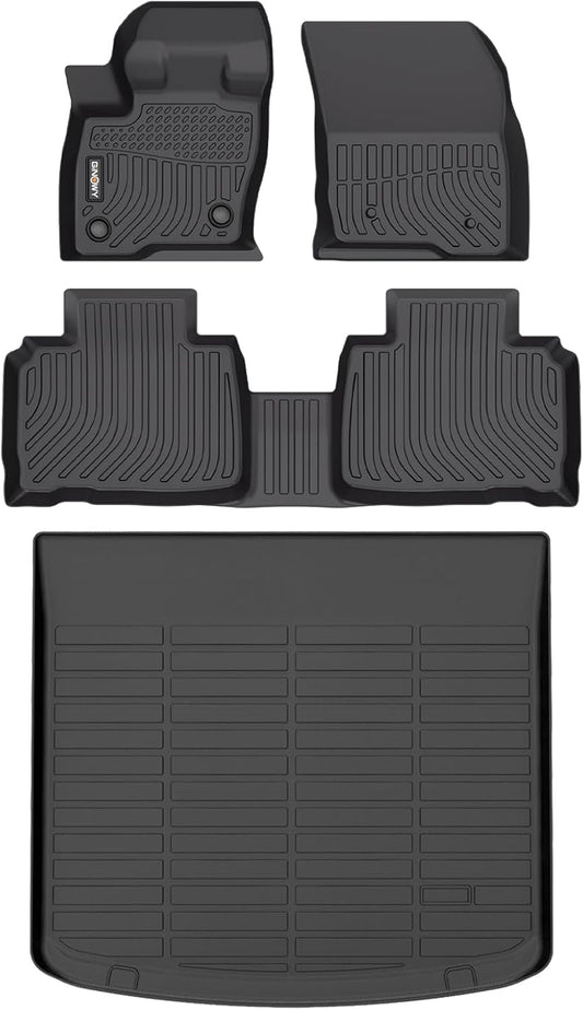 GINOWY- Floor Mats & Cargo Liner for Lincoln Nautilus 2019-2023 & MKX 2016-2018 TPE All Weather Nautilus Car Mats Anti-Slip Trunk Mat Waterproof Car Accessories Floor Liners Black