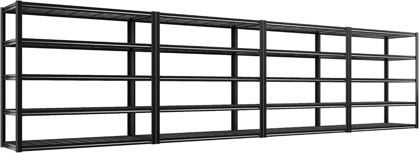 REIBII 48.2''W Garage Shelving Heavy Duty Metal Shelving 3000LBS Storage Shelves Adjustable Metal Shelves Industrial Garage Shelf for Warehouse Basement, 4 Pack