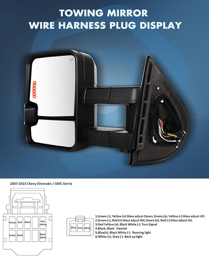 ECCPP Tow Mirrors Towing Mirrors Fit For 2007-2013 For Chevy Silverado 2007-2013 For GMC Sierra With Left Right Side Arrow Signal on Glass With Power Heated Turn Signal Light Back up lamp