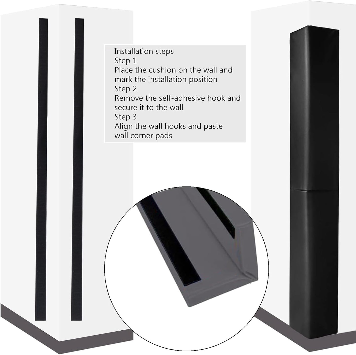 2pcs 6ft Tall Wall Corner Guards Protectors, Heavy Duty 2" Thick Padding, Waterproof Garage Wall Protector for Baby Playrooms, Schools, Gym, Porch