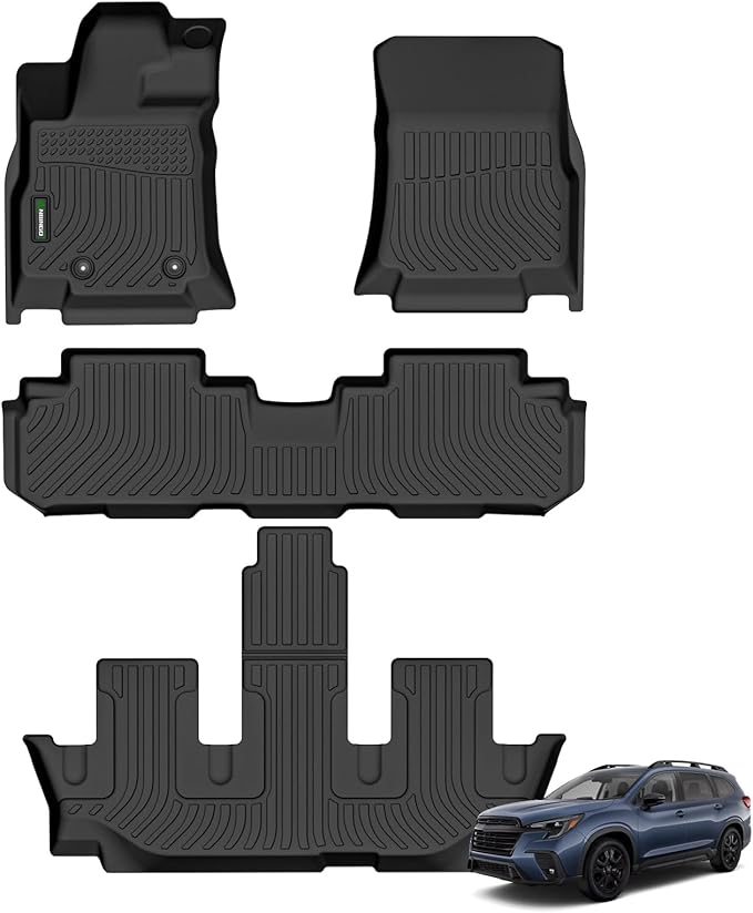 ANBINGO®-Floor Mats Custom Fit for Subaru Ascent 2019-2024 2025 7/8 Passenger All Weather Protection TPE Automotive Floor Liners 1st& 2nd& 3rd Row Full Set Accessories-Black