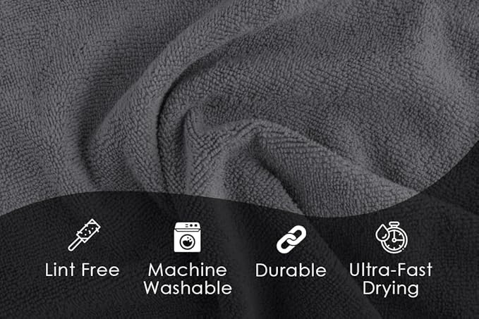 Avalon Towels Microfiber Cleaning Cloths (Value Pack of 36) Size 16" x 16", Highly Absorbent Cleaning Rags, Lint Free Cleaning Towels, Reusable and Washable, Microfiber Towels for Cars (Grey)