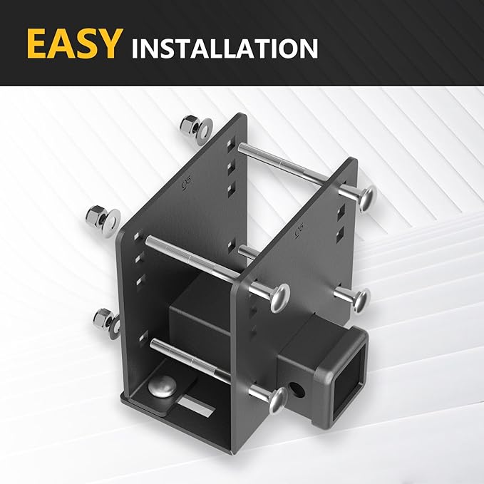 RV Bumper Hitch Receiver for 2" to 4" Rear Beams, 2-Inch Trailer Tow Hitch Adapter with 3,500 lbs Capacity, Fits RV Tire Carrier, Ball Mount, Cargo Carrier, Bike Racks, Camper Accessories