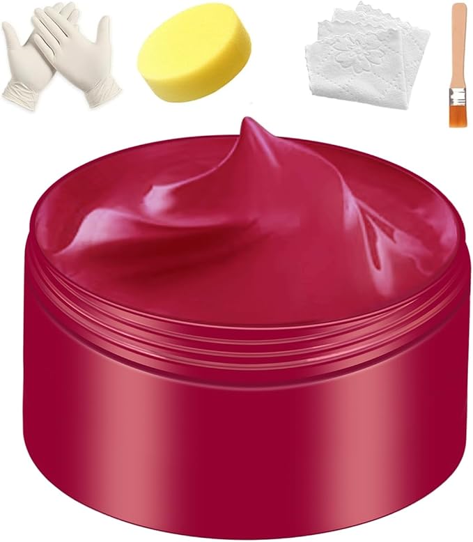 Leather Recoloring Balm, Maroon Vinyl Leather Color Restorer, Leather Repair Kit for Car Interior, Leather Paint, for Furniture Seat, Shoe Polish