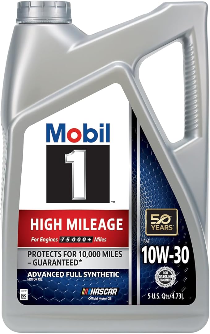 Mobil 1 High Mileage Full Synthetic Motor Oil 10W-30, 5 Quart