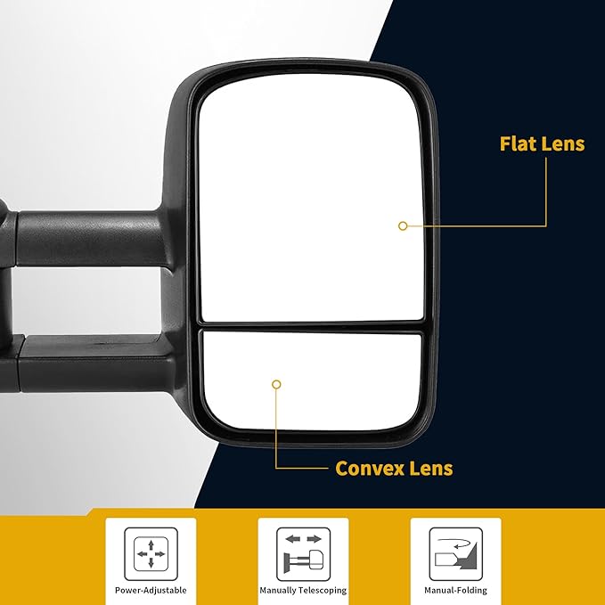 DWVO Side Towing Mirrors Compatible with 1988-1998 Chevy/GMC C1500 K1500,1988-2000 Chevy/GMC C2500 C3500 K2500 K3500, Power Adjusted Manual Folding Telescoping Pair Set