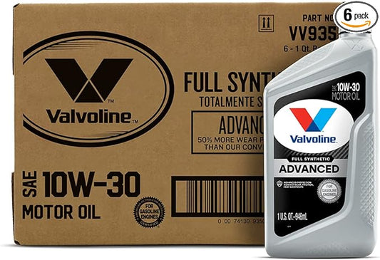 Valvoline Advanced Full Synthetic SAE 10W-30 Motor Oil 1 QT, Case of 6