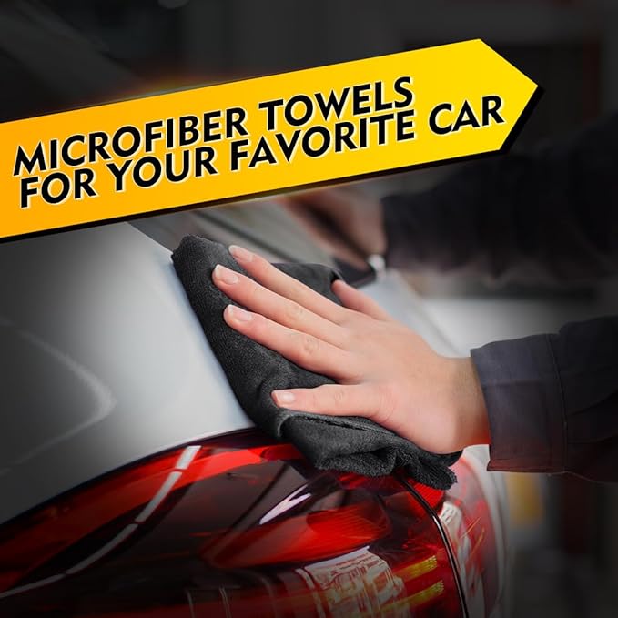 HOMEXCEL Black Microfiber Cleaning Cloth 20 Pack 11.5 x 11.5 inch Microfiber Towels for Cars Ultra Absorbent Car Washing Cloth Lint Free Streak Free Cleaning Rags for Car, Kitchen Window