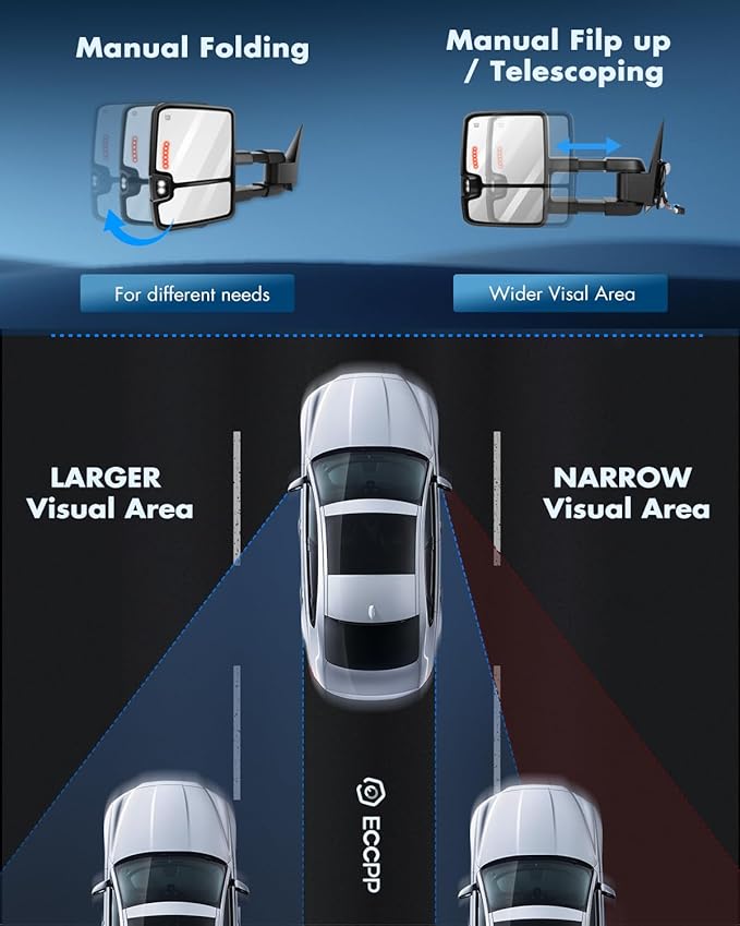 ECCPP Rear View Mirrors Towing Mirrors fit for 2003-2006 for Cadillac Escalade with Power Heated Turn Signal ADP06518801S