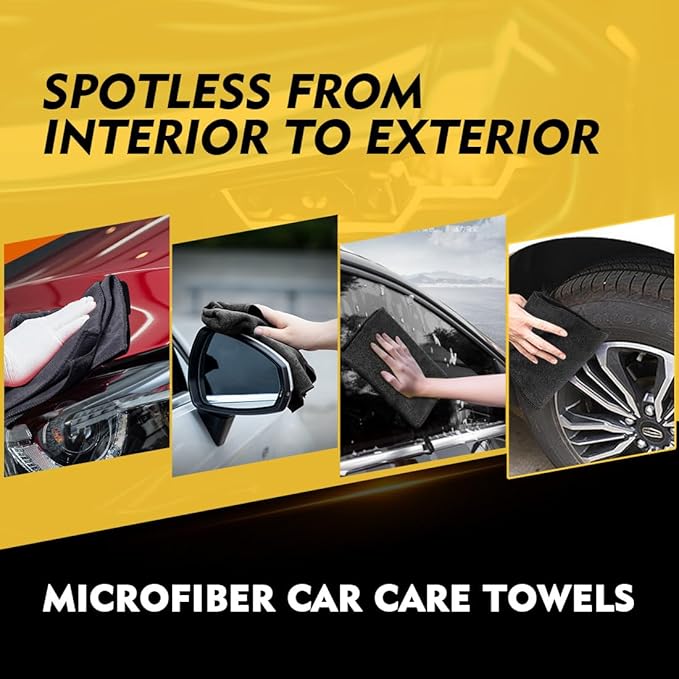 HOMEXCEL Black Microfiber Cleaning Cloth 20 Pack 11.5 x 11.5 inch Microfiber Towels for Cars Ultra Absorbent Car Washing Cloth Lint Free Streak Free Cleaning Rags for Car, Kitchen Window