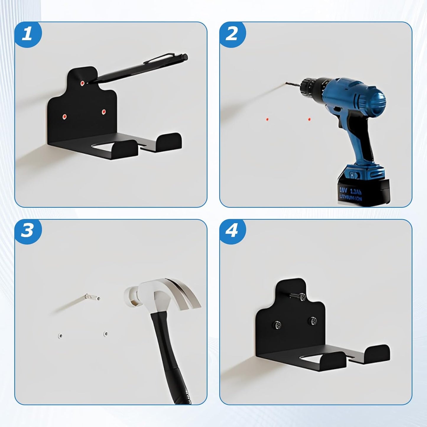 2 Pack Heavy Duty Weed Eater Hanger Wall Mount, Garage Organizer Trimmer Rack for Grass Trimmer Wall Mounted, Black Power Tool Hanger Storage Rack, Weed Wacker Hooks for Garage