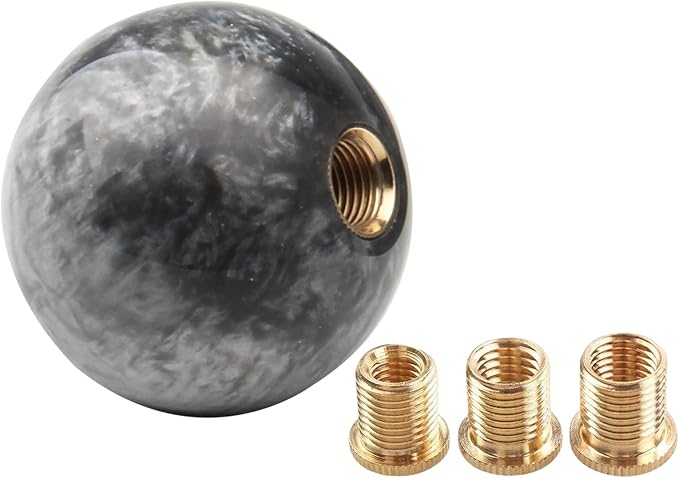 Round Ball Shift Knob Universal Marble Style Gear Shift Knob 5 6 Speed for Manual Automatic Vehicles with Adapters (Gray)
