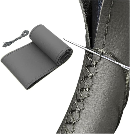 AUTOXBERT 38cm/15 Inch Hand Sewing Steering Wheel Cover Breathable Anti-Slip Leather Steering Wheel Cover for Nissan Qashqai Toyota Camry RAV4 VW Golf