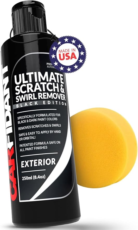 Carfidant Black Scratch and Swirl Remover - Car Scratch Remover for Paint Scratches - Polishing Compound for Cars Kit with Buffer Pad - Buffing Compound for Car Paint Restorer
