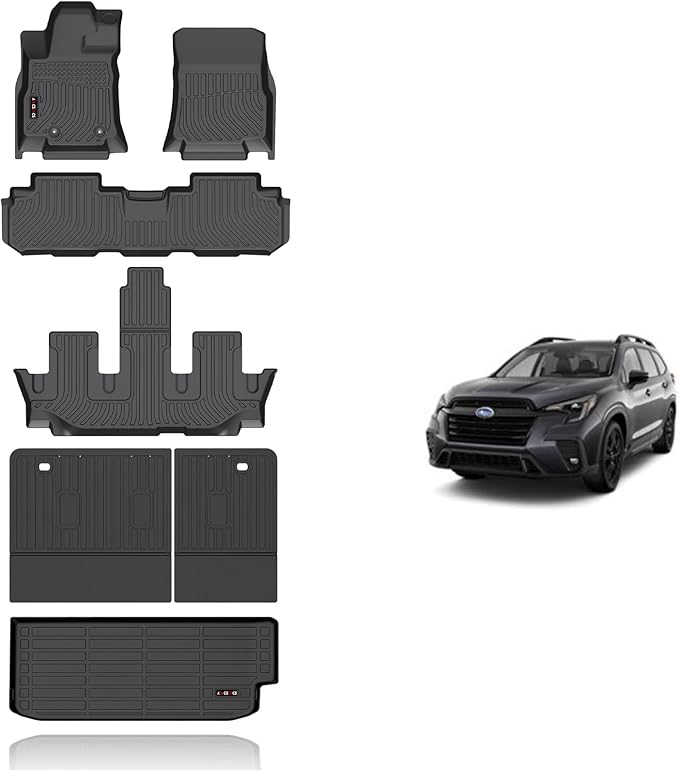 KELCSEECS® Floor Mats & Cargo Liner with Backrest Mats for 2025 2024 2023 2022 2021 2020 2019 Subaru Ascent 7/8 Seat All Weather Car Mats Subaru Ascent Floor Mats Backrest Trunk Mat Accessories