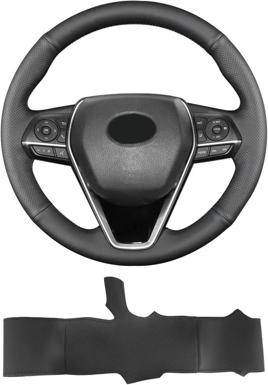 Hand Sewn Steering Wheel Cover,Fit for Toyota RAV4 SUV 2019-2024 / Avalon 2019-2022 / Camry 2018-2024 / Corolla 2020-2025,Non-Slip Breathable Microfiber Leather Steering Wheel Cover On Wrap