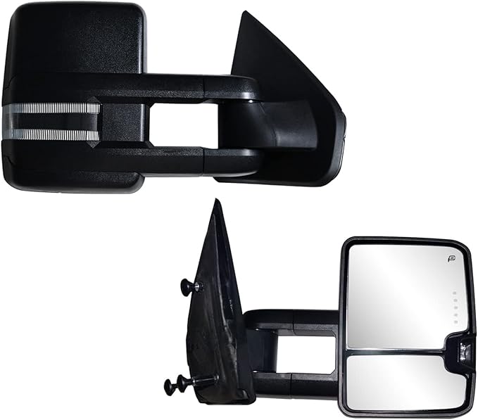 AERDM Towing Mirrors Compatible with Ford F150 2004 2005 2006 2007 2008 2009 2010 2011 2012 2013 14 Side Mirrors Power Heated Glass with Turn Signal and Puddle Light Tow Mirrors Pair set Pickup