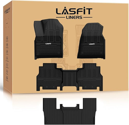 LASFIT Floor Mats for Jeep Grand Wagoneer/Grand Wagoneer L 2022 2023 2024 2025 7 Seats (NOT Fit for 8-Seat) All Weather TPE Custom Fit Car Mats Floor Liners 1st & 2nd & 3th Row, Black