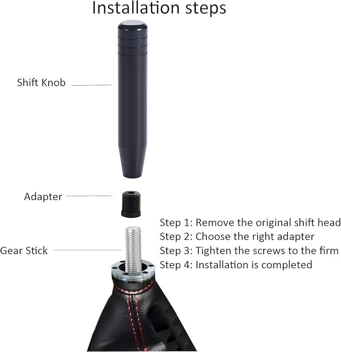 Long Shift Knob Extension Shifter Handle Aluminum Alloy Gear Stick Transmissions Weighted Shifting Lever Universal Fit Most Manual Automatic Cars Truck SUV (Black)