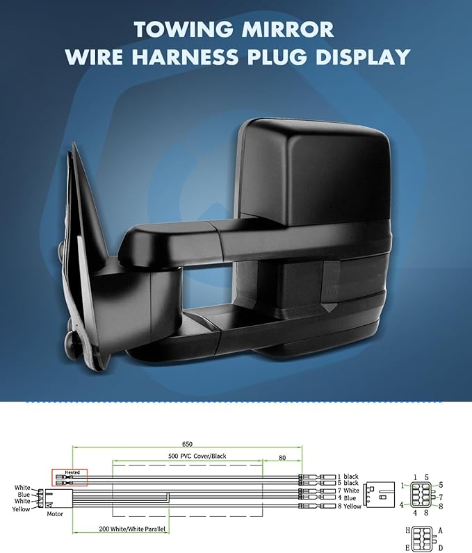 ECCPP Towing Mirrors Tow Mirrors With 1999-2002 For Chevy Silverado For GMC Sierra 1500/2500/3500 Power Adjusted Heated Led Turn Signal Width Light Black Pickup