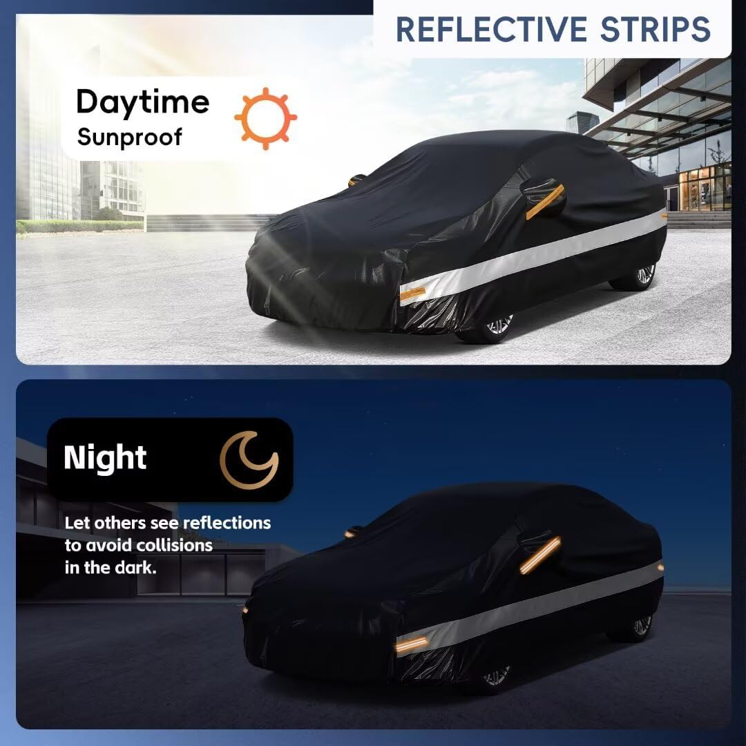 10 Layers Car Cover Custom Fit for Toyota Corolla Sedan (1996-2024) Waterproof All Weather for Automobiles, Outdoor Full Cover Sun UV Rain Protection.Black