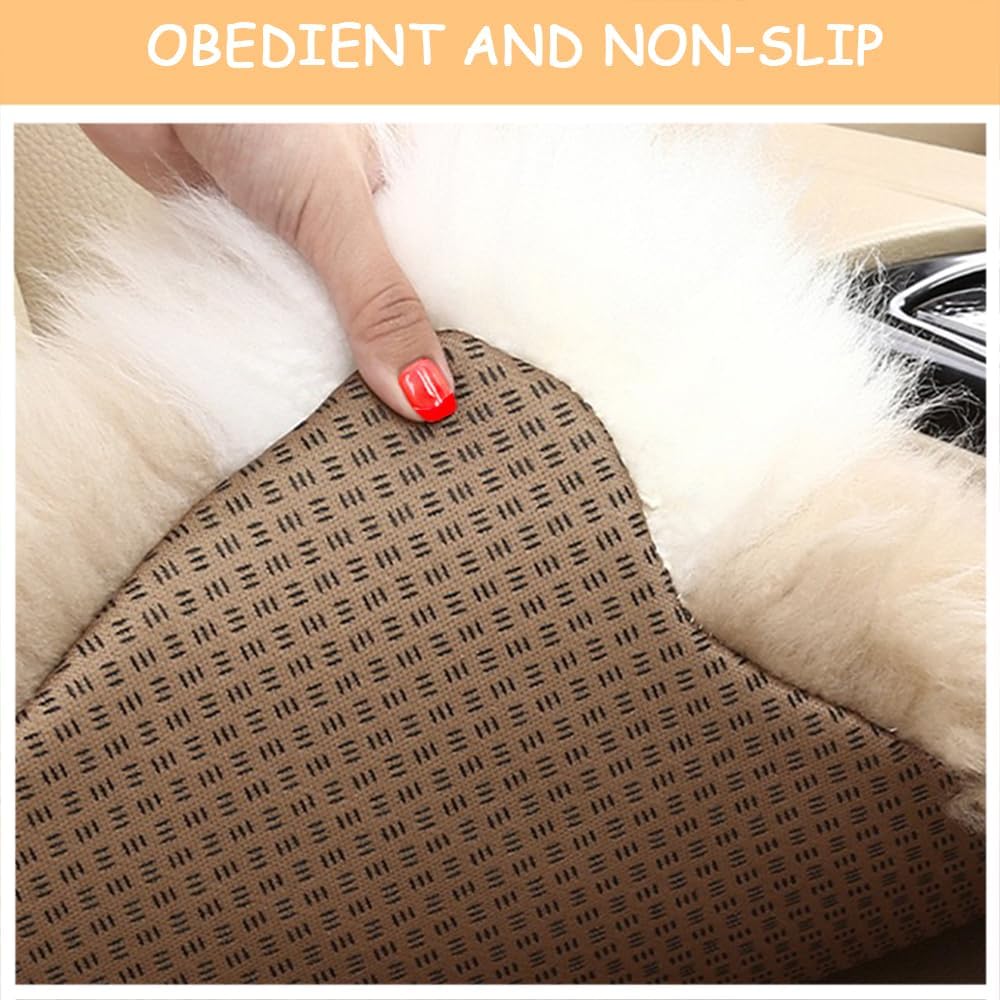 Genuine Wool Car Seat Cushion Comfort Style，Adorable Sheep Shaped Cushion for Car Seats & Chairs Natural Cute Wool Seat Soft Cover Universal Fit (1PC) (Light Brown)