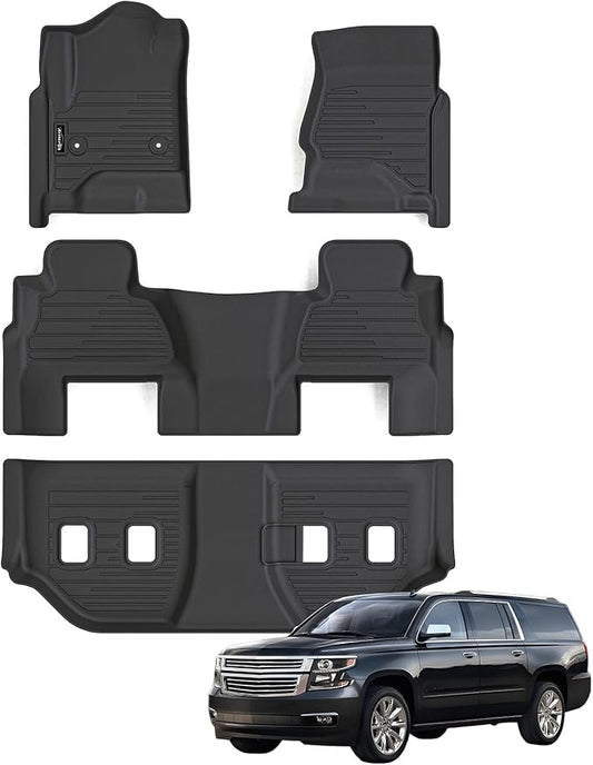Floor Mats for 2015-2020 Chevy Suburban Only 7 Seats (2nd Row Bucket Seats) & GMC Yukon XL(Only Yukon XL Not Fit Yukon), TPE All Weather Protection Car Floor Liners Accessories