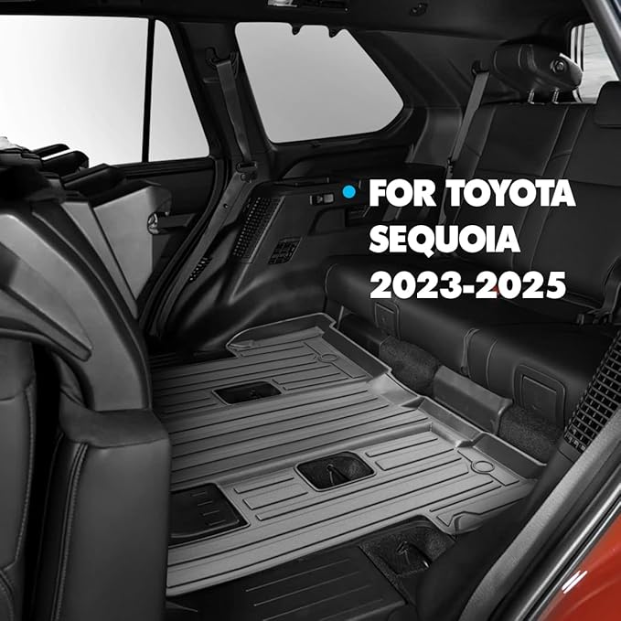 Floor Mat Fit for Toyota Sequoia 2023-2025 (7 Seats) Backrest Mat Cargo Liner All-Weather 3D Custom Anti-Slip Tech Floor Mats for Sequoia Accessories 1st & 2nd & 3rd Row & Trunk Mats & Kicks Mats