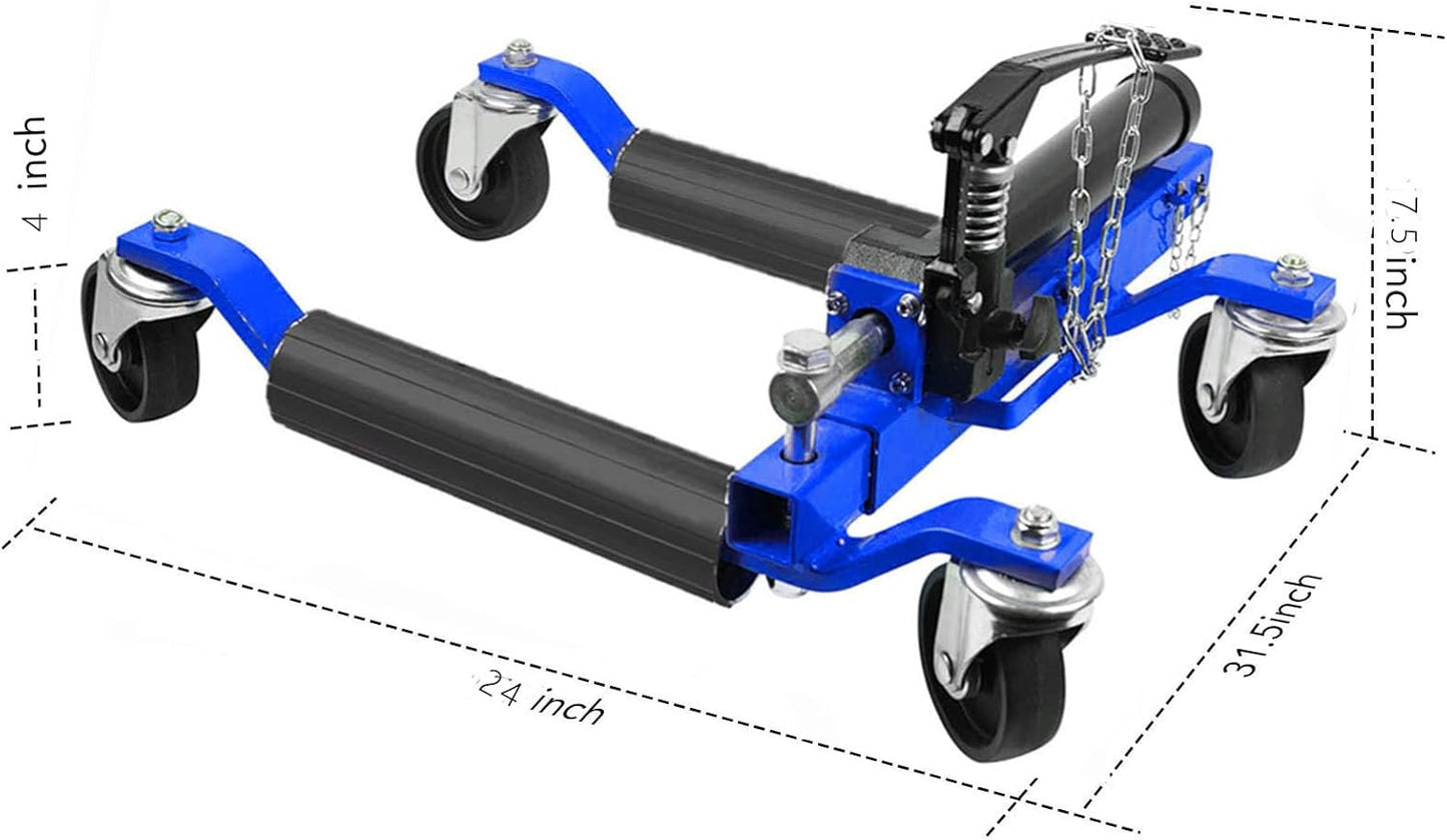 2 Pcs Car Wheel Dolly with Hydraulic Tire Jack, 1500LBS Capacity Trailer Dolly for Vehicle Positioning for Truck Rv Trailer, Blue