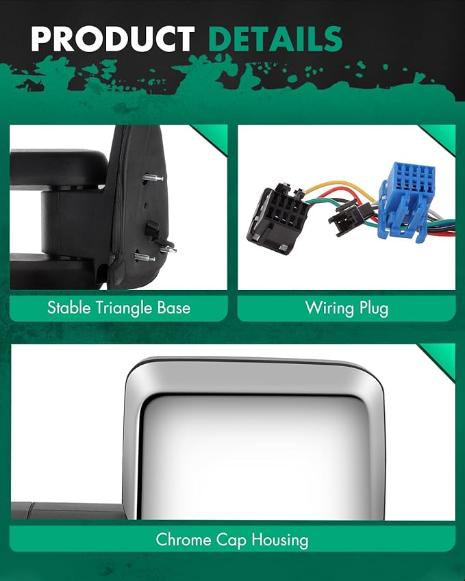 SCITOO Towing Mirrors Compatible with 2003 2004 2005 2006 For Chevy Silverado Pickup All Models For GMC Yukon Yukon Xl Yukon Denali A Pair tow mirror Power Adjusted,Heated,Turn Signal Light