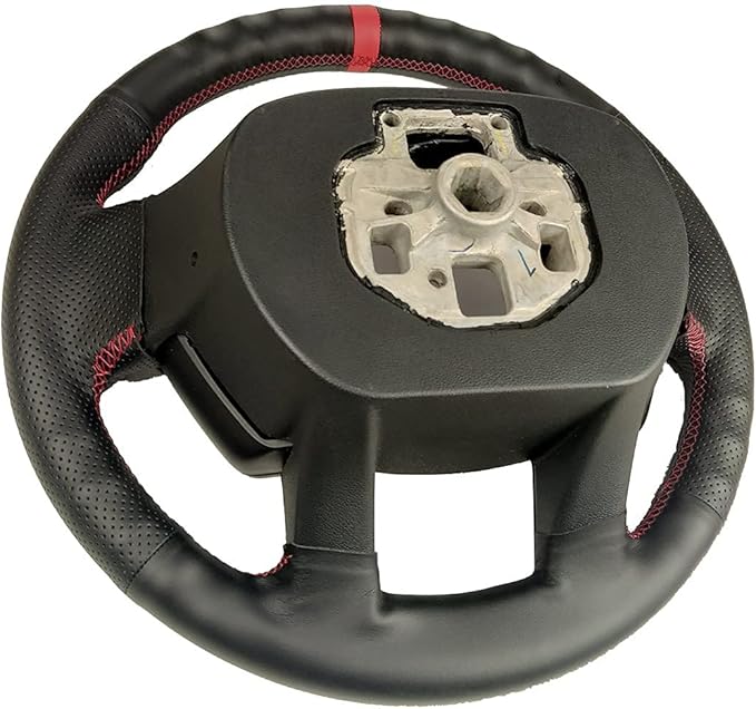Black Side Perforated Leather Red Marker Steering Wheel Protector Cover Hand-Stitch on Wrap Fit For Ford F-150 F250 King Ranch/Lariat/XL/XLT/Limited/Platinum/Police Responder 2015-2020 (Black Leather)